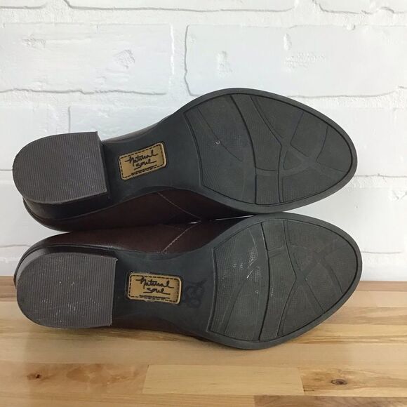 NATURAL Soul brown leather chunky heeled shoes round toe comfortable size 7.5 - Picture 8 of 15